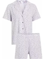 Dámske pyžamo WOVEN SHORT SET 000QS6967E LNU sv. fialová - Calvin Klein Dámske pyžamo WOVEN SHORT SET 000QS6967E LNU sv. fialová - Calvin Klein