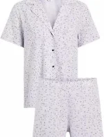 Dámske pyžamo WOVEN SHORT SET 000QS6967E LNU sv. fialová - Calvin Klein