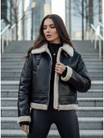 Dámska kožená bunda s ovčou kožušinou SHEREB black FashionStreet TY4756z Dámska kožená bunda s ovčou kožušinou SHEREB black FashionStreet TY4756z