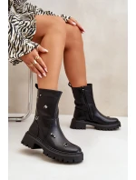 Botki Damskie Eko Skórzane Na Zamek Z Ozdobnymi Detalami Czarne Reritha Botki Damskie Eko Skórzane Na Zamek Z Ozdobnymi Detalami Czarne Reritha