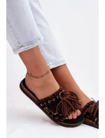 Dámské pantofle s třásněmi Černé Glorinna