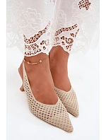 Textilné sandále na podpätku Pear Shape Beige Cherryla