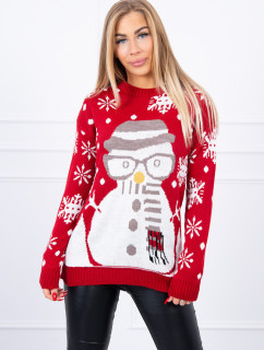 Vianočný sveter s červeným snehuliakom