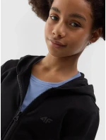 Dívčí tepláková rozepínací mikina s kapucí 4F - černá Dívčí tepláková rozepínací mikina s kapucí 4F - černá