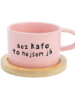 BEZ KÁVY TO NIE SOM JA - ružový hrnček s makrónkou 200 ml