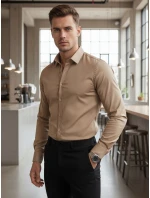 Pánská FIT elegantní hladká béžová Dstreet model 21995766 - FashionStreet