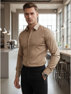 Pánská FIT elegantní hladká béžová Dstreet model 21995766 - FashionStreet