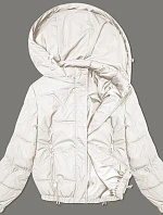 Prešívaná bunda s odnímateľnou kapucňou Miss TiTi ecru (2482)