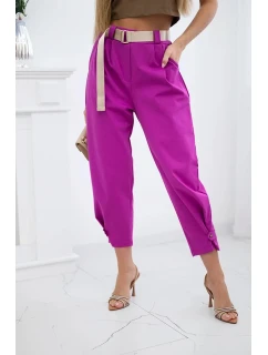 Kalhoty Summer Punto se zapínáním na nohavice tmavě fialová