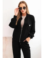 Dámská souprava máslová z viskózy s rozepínací mikinou a kalhotami černý Dámská souprava máslová z viskózy s rozepínací mikinou a kalhotami černý