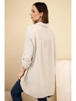 Košile bavlněná mušelínová Plus Size tmavě béžová