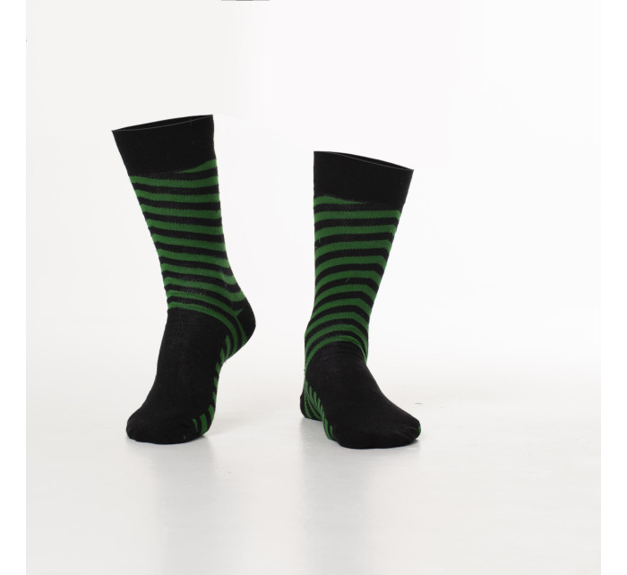 Čierno-zelené pánske pruhované ponožky