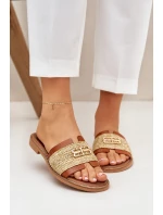 Kožené Pantofle S Dekorativním A Pletením Hnědé model 21684096 - Zazoo