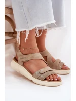 Sandały Damskie Na Koturnie Beżowe Maroriella