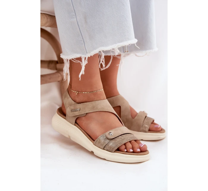 Sandały Damskie Na Koturnie Beżowe Maroriella