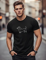 Pánske bavlnené tričko s potlačou jazvečíka čierne FashionStreet NX0221R