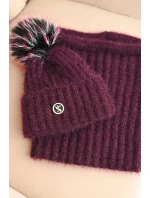 Dámsky zimný set s bambulou a šálom slivka Dámsky zimný set s bambulou a šálom slivka