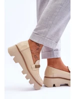 Módní mokasíny na platformě s ozdobou model 21615133 béžová - Laura Messi