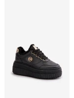 Sneakersy Buty Sportowe Damskie Ocieplane Na Masywnej Podeszwie Czarne Ardiela Sneakersy Buty Sportowe Damskie Ocieplane Na Masywnej Podeszwie Czarne Ardiela