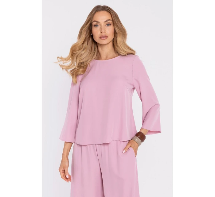 M905 Elegantná blúzka s voľnými rukávmi - púdrová