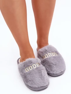 Dámske papuče s kožušinou a nápisom Grey Kalelia