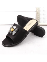 S.Barski W OLI262A žabky s kubickými zirkónmi čierne