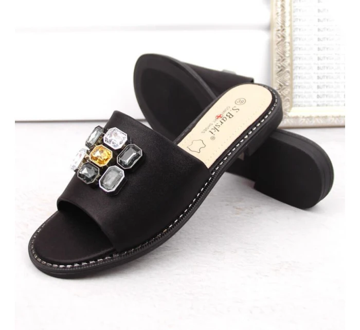 S.Barski W OLI262A žabky s kubickými zirkónmi čierne