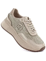 Dámské pletené kožené tenisky zlaté Gino  GOLD model 22068730