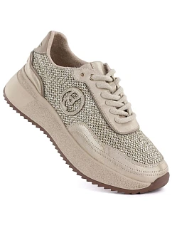 Dámské pletené kožené tenisky zlaté Gino  GOLD model 22068730
