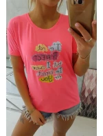 růžová halenka s potiskem model 18742970 - K-Fashion růžová halenka s potiskem model 18742970 - K-Fashion