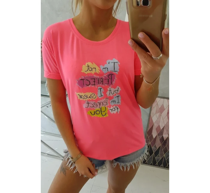 růžová halenka s potiskem model 18742970 - K-Fashion růžová halenka s potiskem model 18742970 - K-Fashion