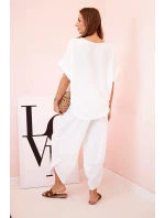 Viskózová blúzka + nohavice biela