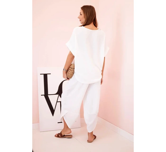 Viskózová blúzka + nohavice biela