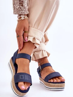 Damskie Wygodne Sandały Na Platformie Big Star LL274869 Granatowe