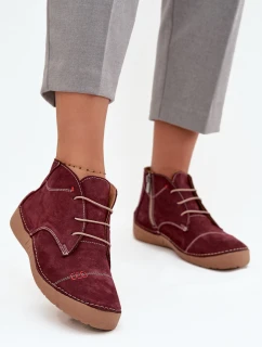 Kožené dámské polobotky s na zip  bordó model 21710461 - Artiker
