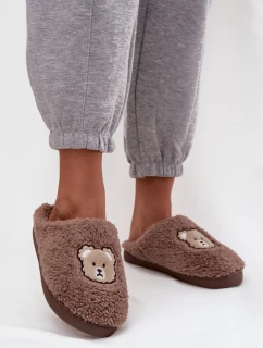 Dámské pantofle s beránkem a medvídky čokoládové Temiena