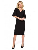 K152 Zavinovacie šaty s rukávmi - čierne