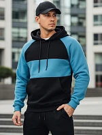 Pánska základná mikina s kapucňou s čiernymi a námorníckymi pruhmi FashionStreet BX5899