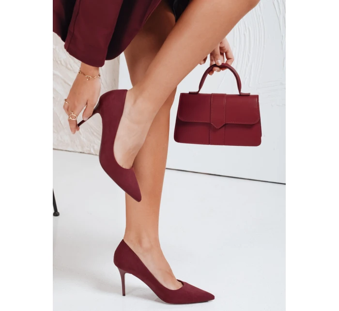 Dámské vínové semišové boty Dstreet model 21992193 - FashionStreet