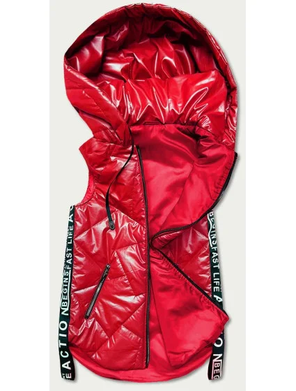 Červená dámska vesta s ozdobnými páskami (B8096-4) Červená dámska vesta s ozdobnými páskami (B8096-4)