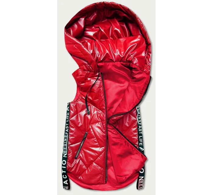 Červená dámska vesta s ozdobnými páskami (B8096-4) Červená dámska vesta s ozdobnými páskami (B8096-4)