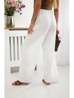Mušelínové kalhoty se širokou nohavicí bílý