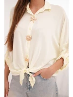 Dámská košile s  knoflíky a límcem žlutá model 22018650 - K-Fashion