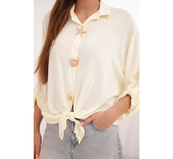 Dámská košile s  knoflíky a límcem žlutá model 22018650 - K-Fashion