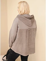 Dámská bavlněná mikina Plus Size s kapucí a knoflíky fango zelená