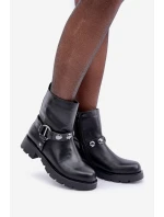 Botki Na Płaskim Obcasie Ocieplane Z Ozdobnymi Paskami Czarne Felilania Botki Na Płaskim Obcasie Ocieplane Z Ozdobnymi Paskami Czarne Felilania