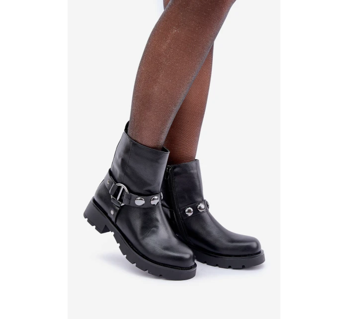 Botki Na Płaskim Obcasie Ocieplane Z Ozdobnymi Paskami Czarne Felilania Botki Na Płaskim Obcasie Ocieplane Z Ozdobnymi Paskami Czarne Felilania