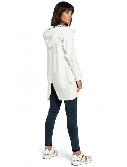 Dámská mikina s kapucí nadměrné velikosti na zip model 18044182 ecru Be Wear - BeWear Dámská mikina s kapucí nadměrné velikosti na zip model 18044182 ecru Be Wear - BeWear