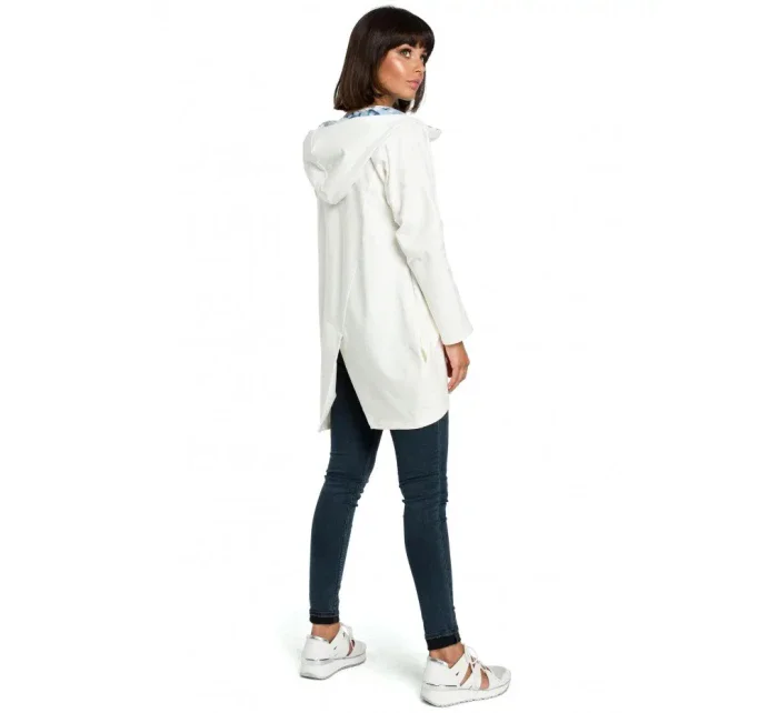 Dámská mikina s kapucí nadměrné velikosti na zip model 18044182 ecru Be Wear - BeWear
