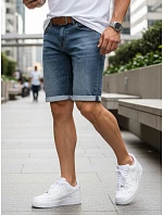 Spodenki męskie jeansowe z paskiem niebieskie model 22152753 - FashionStreet